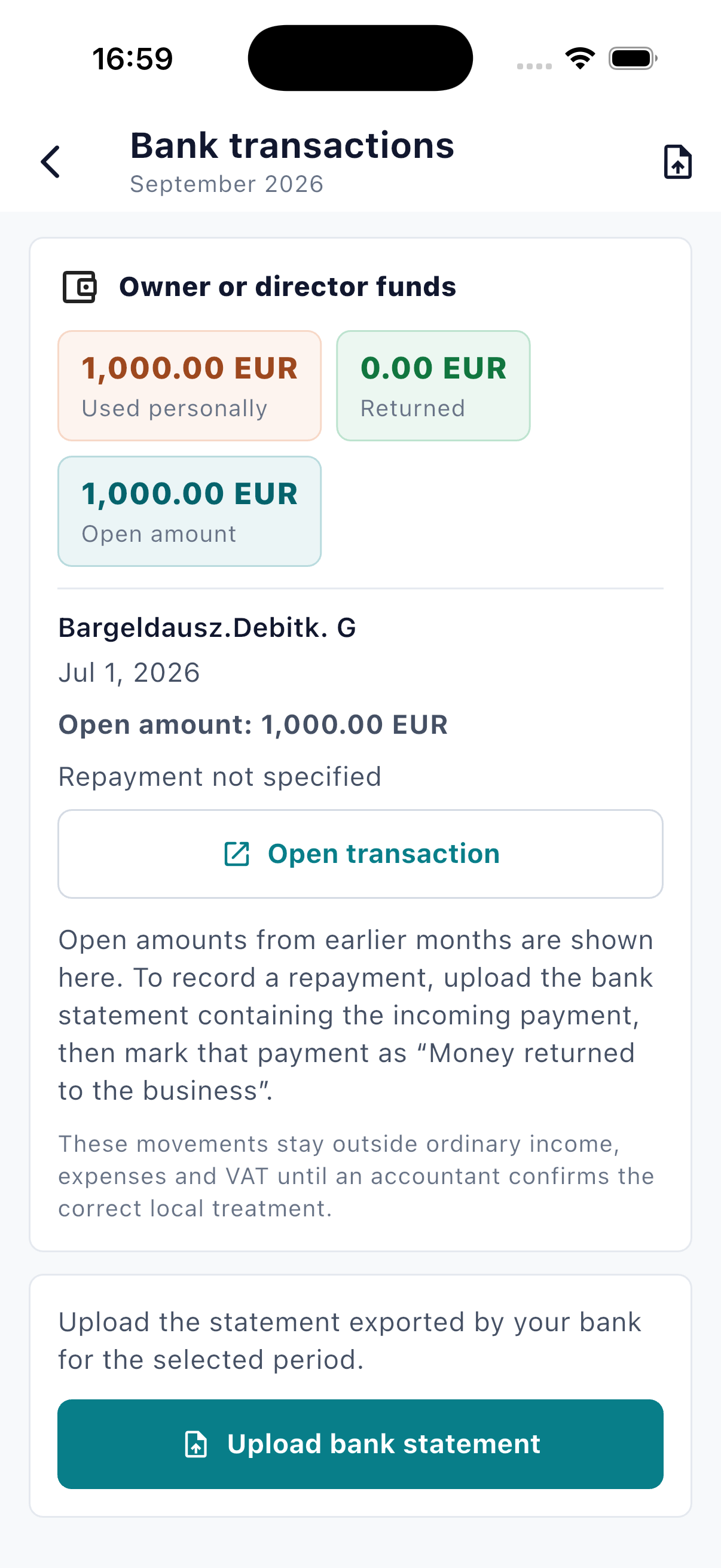 Reconcile documents with your bank statement